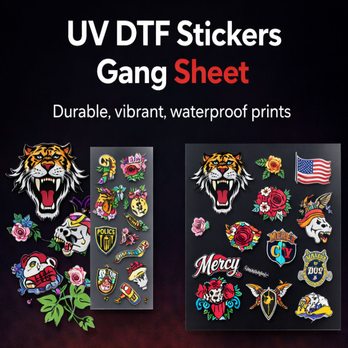 Upload UV DTF Stickers Gang Sheet